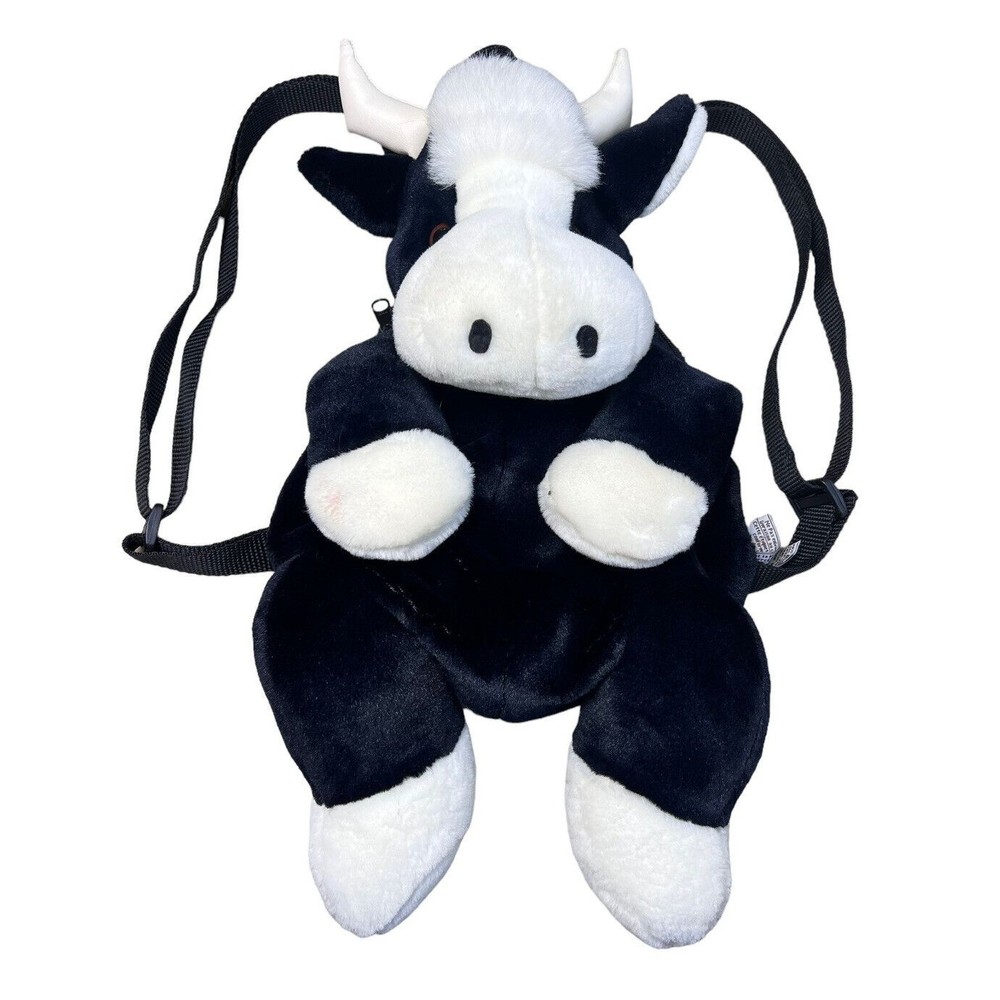 Incredible Petables Cow Plush Backpack Black White Rare